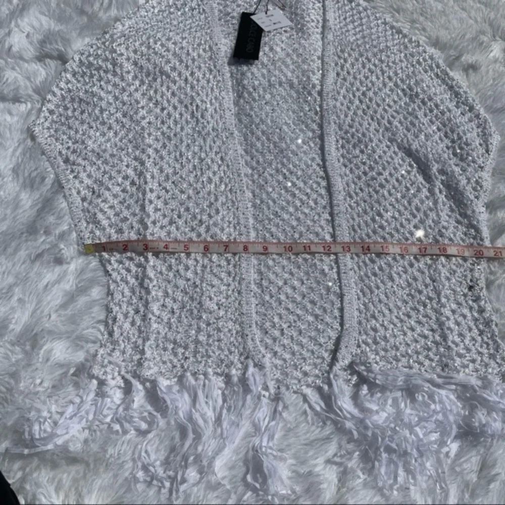 DOLCE CABO White Crochet Tassel Cardigan Small - Picture 6 of 9